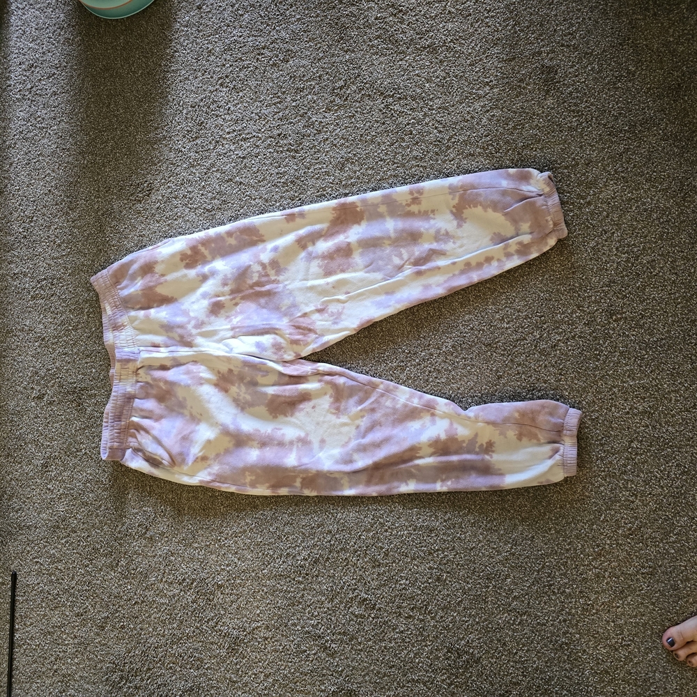 Kids Tie-Dye Joggers - Pink and Cream